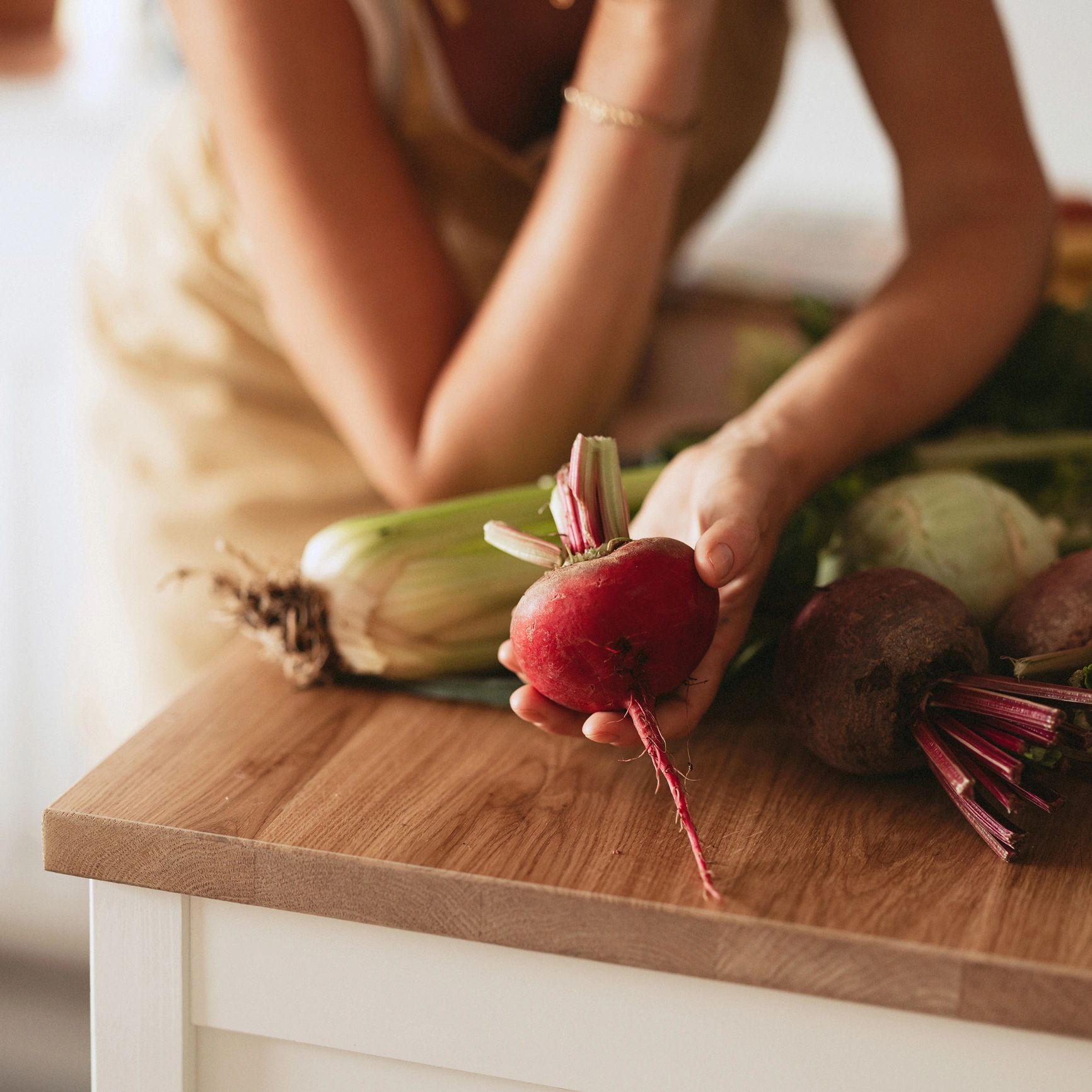 Chef selecting fresh vegetables