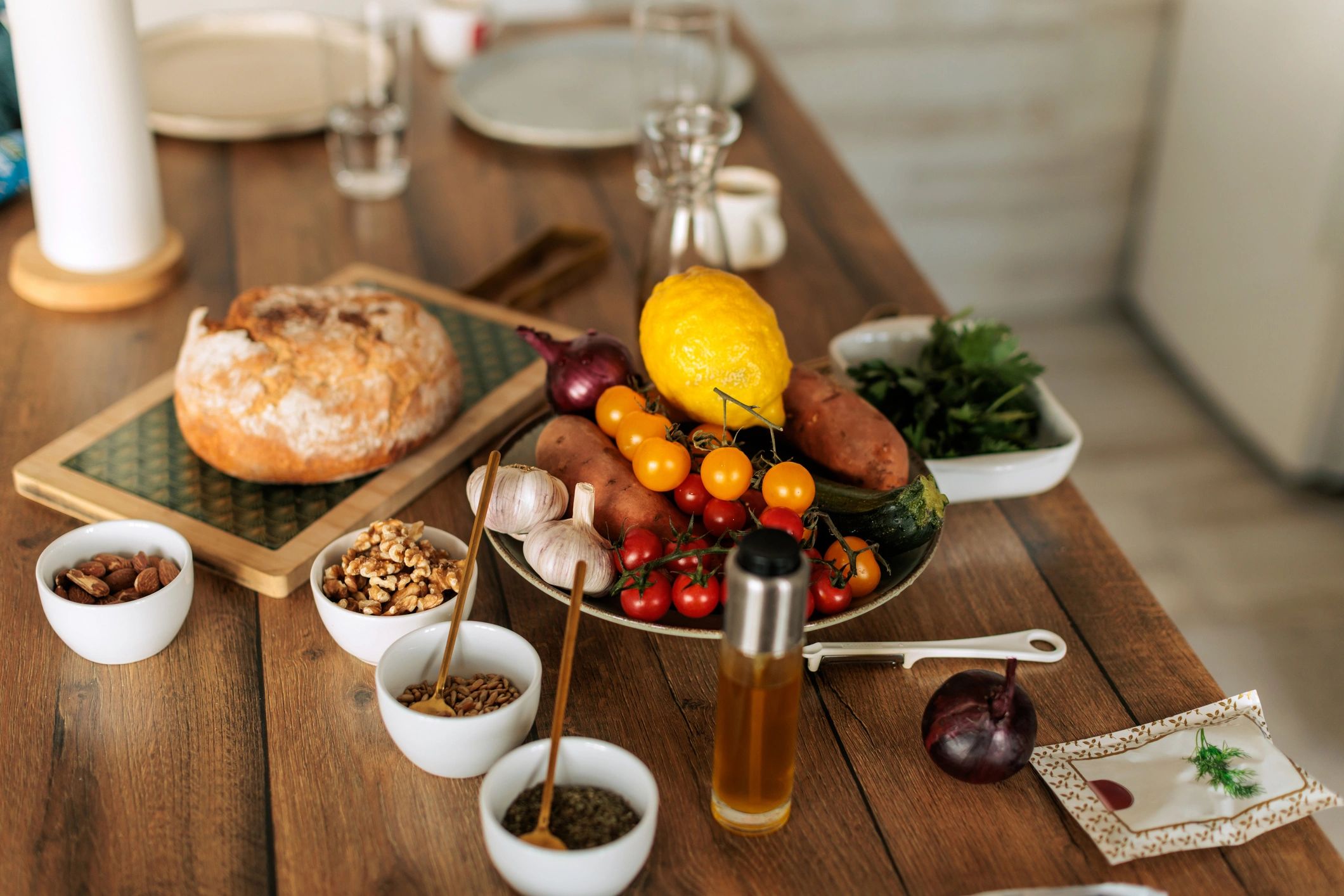 Fresh vegetables and ingredients on display